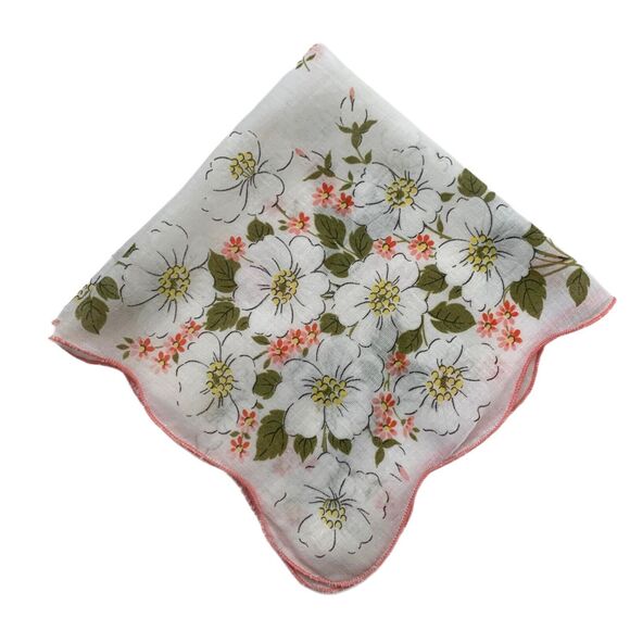 Floral Cottage Core Bridesmaid Wedding Handkerchief Granny Vintage - Picture 1 of 4